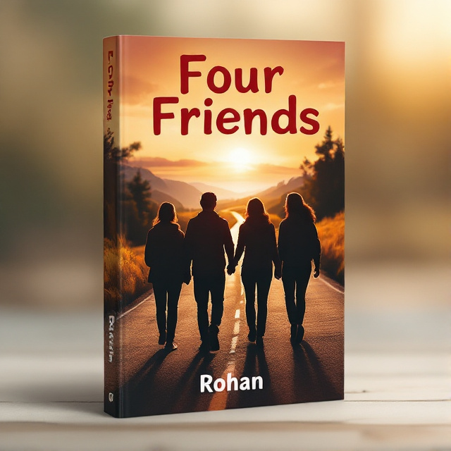 The cover features four silhouettes of friends walking together on a winding road towards a distant horizon. The colors are warm and inviting, with a sunset sky in the background.