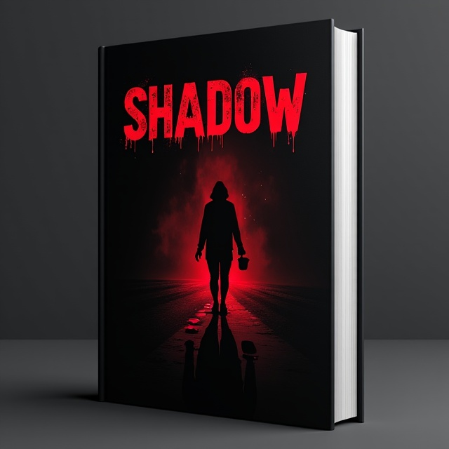 The cover features a black background with a dark red silhouette of a solitary figure walking, leaving behind footprints. The figure is holding a mug, and its shadow is elongated, creating a sense of unease and loneliness.