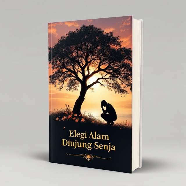 The cover features a silhouette of a person bowing and leaning under a majestic tree. The tree branches spread across the sky, creating a beautiful sunset backdrop. Flowers are scattered around the tree, adding a touch of serenity and nature.