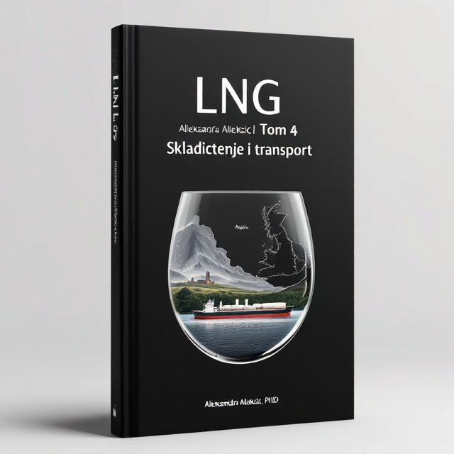 The cover features a minimalist black background with a map of Algeria and the coast of England. The map is overlaid with a burried double wall tank and an LNG tanker, representing the journey of LNG storage and transport. The elements are placed in a callout shape resembling a glass, emphasizing the transformation and origin of the tanks.