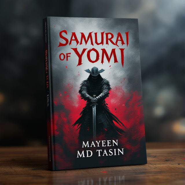 The cover features a samurai warrior in the foreground, standing in a fierce battle stance. The samurai is holding a sword, which is emitting a dark and ominous aura. The background is filled with swirling red and black mist, creating a sense of mystery and danger.