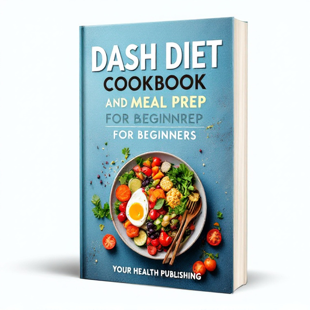 The cover features a clean and simple design with a blue backdrop. In the center, there is a vibrant image of a healthy dish, showcasing the delicious and nutritious meals that can be prepared using the Dash Diet. The title is placed prominently at the top, followed by the author's name at the bottom.