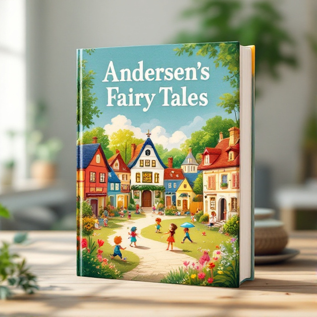 The cover features a charming village scene with colorful houses and gardens. In the foreground, children are playing happily under the warm sunlight. The overall style is whimsical and inviting.