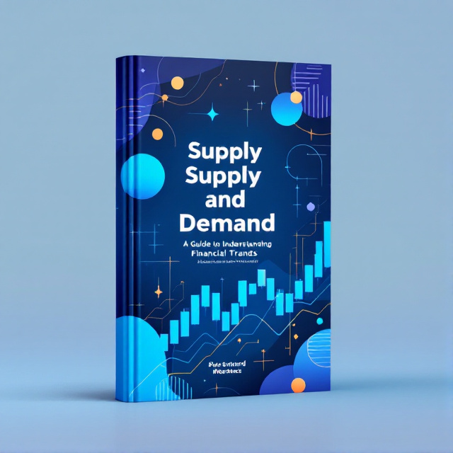 A vibrant and dynamic market chart as the main focal point, with upward and downward trend lines representing the supply and demand patterns. The chart is surrounded by abstract geometric shapes in different shades of blue, symbolizing the finance industry.