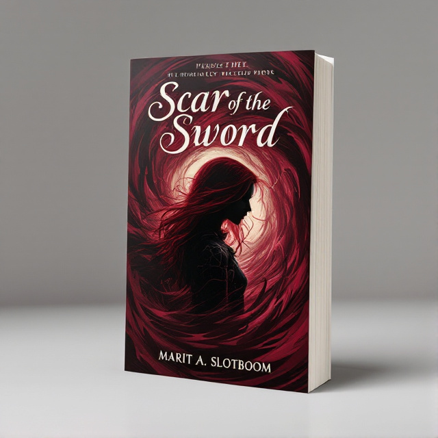 The cover features a swirling dark red wine motif as the background, symbolizing growth and resilience. In the center, there is a silhouette of a female soldier with dark red hair, representing strength and courage. The silhouette is positioned to create a dynamic and powerful image. The title and author name are placed in an elegant calligraphic font at the top and bottom of the cover respectively, adding a sense of sophistication to the design.