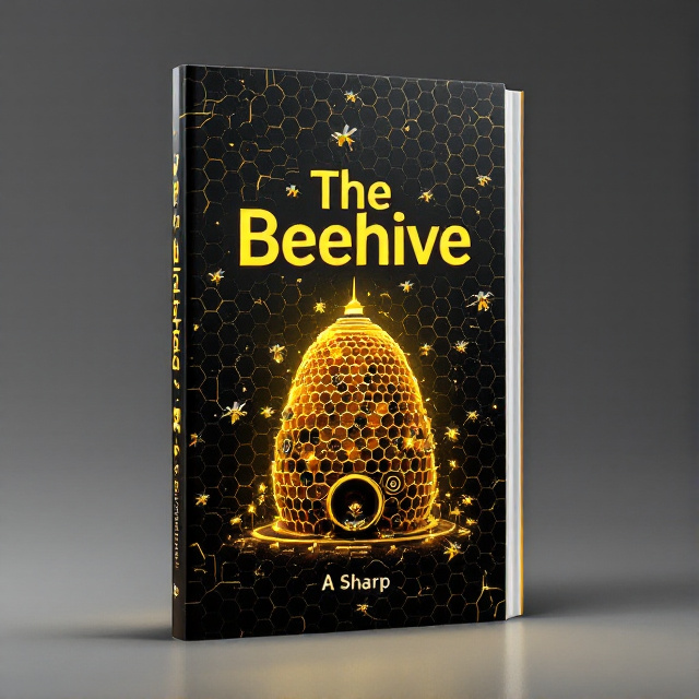 The cover features a minimalistic honeycomb pattern in the background, with subtle electric current flowing through the cells. In the center, there is a detailed illustration of a futuristic beehive, with robotic bees buzzing around it.