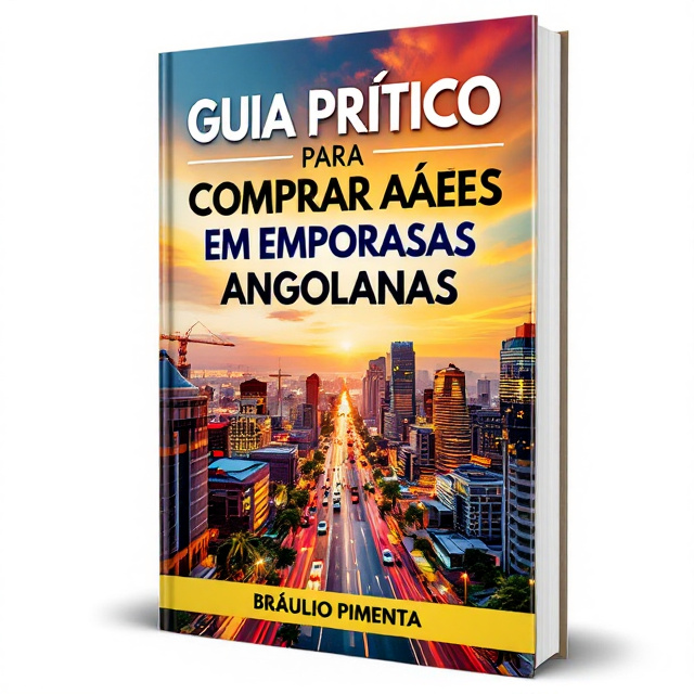 The cover features a vibrant and eye-catching image of a bustling cityscape in Angola, with a bold and modern design. The title is prominently displayed in large, bold letters at the top of the cover, while the author's name is placed at the bottom. The image of the cityscape creates a sense of excitement and opportunity, reflecting the theme of buying stocks in Angolan companies.