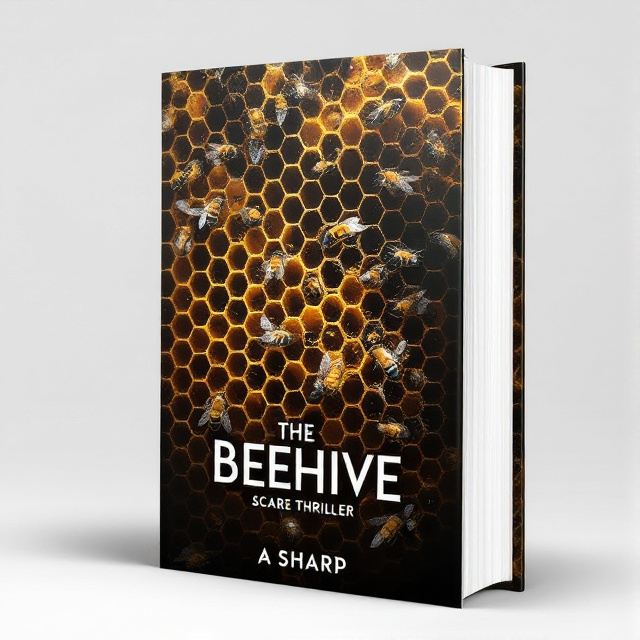 The cover features a close-up view of a honeycomb, with bees buzzing around it. The bees are portrayed in a slightly menacing and mysterious way, adding to the scare thriller genre of the book. The color palette consists of dark tones, creating a sense of suspense and intrigue.