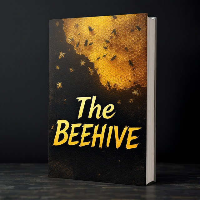 The cover features a close-up view of a honeycomb, with bees crawling in and out of the hexagonal cells. The honeycomb is half illuminated, symbolizing the duality of control and rebellion. The background is a dark, gritty texture, giving a sense of suspense and desperation.
