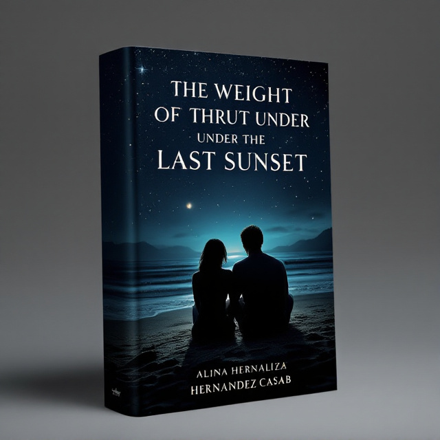 The cover features a dark beach scene at night, with a couple sitting close together. The girl is wearing a black top and shorts, while the boy is a bit older and larger, with their legs intertwined. The sky above is filled with numerous stars, creating a sense of wonder and hope. The overall mood is a mix of love and hate, with a touch of light shining through the darkness.