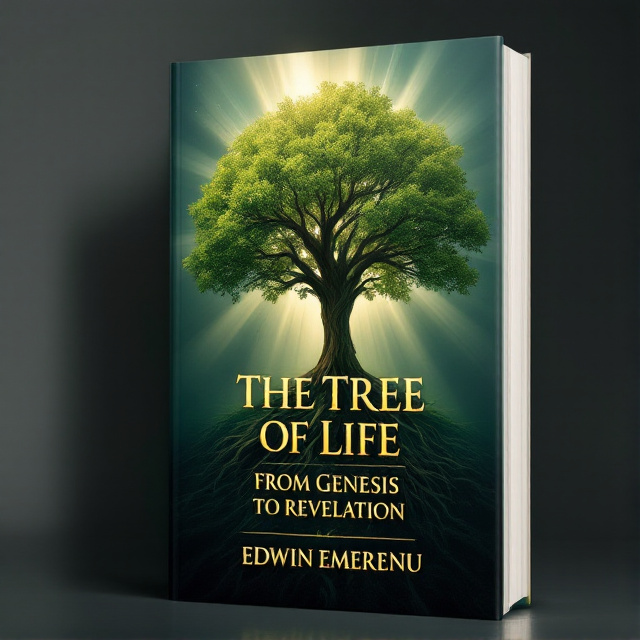 The cover features a majestic tree with lush green leaves and strong roots, symbolizing the Tree of Life. The tree dominates the cover, surrounded by a soft glow and rays of light emanating from it.