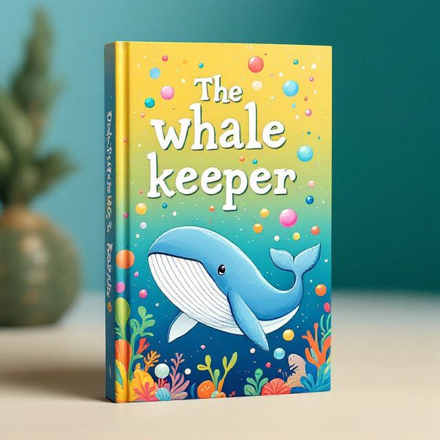 A vibrant and playful illustration of a whale swimming in a sea of colorful bubbles. The whale is depicted with a big smile and a sense of curiosity, capturing the fun and happy mood of the book.