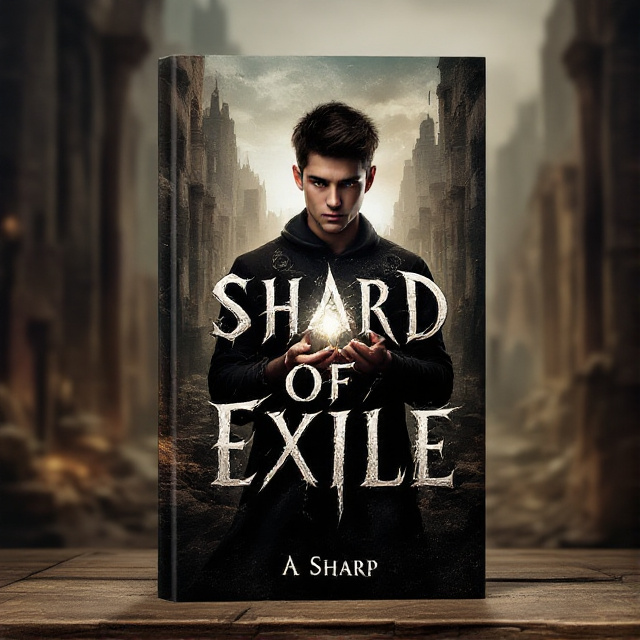The cover features a young adult protagonist holding a mysterious shard. Behind them, there is a backdrop of an ancient, crumbling city. The overall style is dark and mysterious, with an emphasis on action.