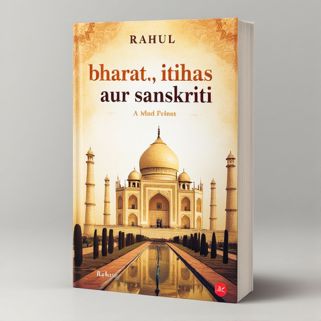The cover features a stunning photograph of a historical monument, such as the Taj Mahal, with a sepia-toned effect to give it a vintage feel. The monument takes up the majority of the cover, with the title and author name placed strategically at the top and bottom to not obstruct the view. A subtle texture is added to the background to add depth and richness to the design.