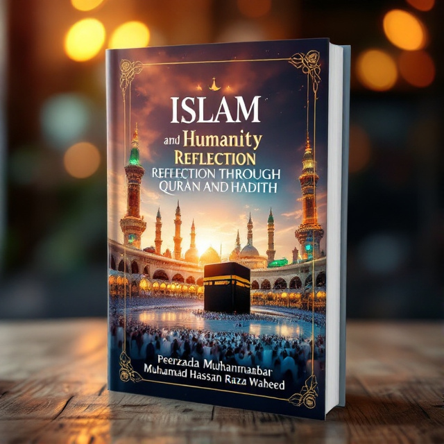 The cover features a beautiful and vibrant image of the Kaaba and Masjid Nabvi, symbolizing the essence of Islam. The image is placed at the center, capturing the attention of the viewer.