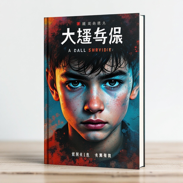 The cover features a close-up image of a boy's face, showing an expression of conflict and burden. The background is a mix of vibrant colors that gradually fade into dark shades, symbolizing the boy's journey through difficult experiences. The title of the book is placed at the top, with the letters slightly distorted to convey a sense of unease and tension. The boy's face takes up a large portion of the cover, drawing attention to his emotions and struggles.