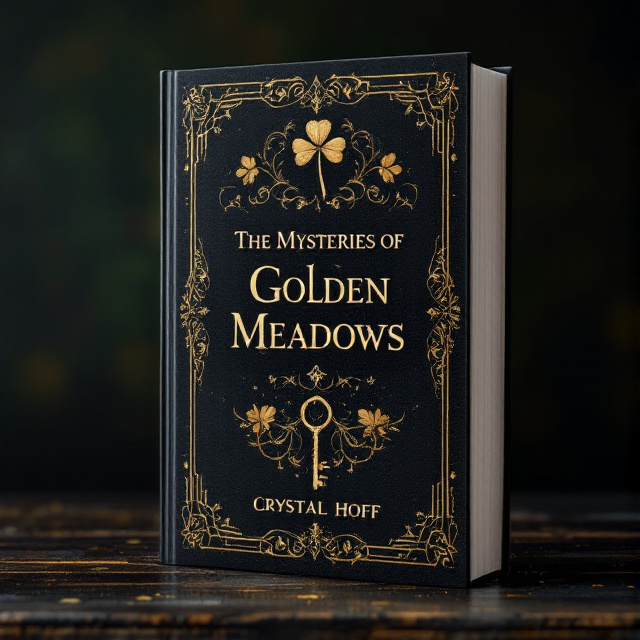 The cover features an illustration of an old rusty antique key in the foreground, symbolizing the mysteries waiting to be unlocked. Behind the key is an illustration of a clover, representing luck and the discovery of hidden truths. The key is placed on a black background with subtle golden accents, giving the cover an air of mystery and sophistication.