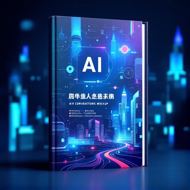 The cover features a futuristic cityscape with prominent AI elements, such as robots and holographic displays. The title is displayed prominently in bold, modern typography in the center of the cover. The overall color scheme is a blend of vibrant blues and purples, giving a sense of technology and innovation.