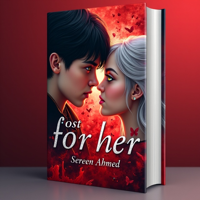 The cover features a close-up shot of the two high school students, looking intense and deeply in love. The boy with black hair and red eyes is shown using his blood manipulation power, with swirling red tendrils surrounding his hands. The girl with silver hair and yellow eyes is shown shifting into a bird, with feathers starting to form around her body. The background is a mix of red and silver hues, representing their powers.