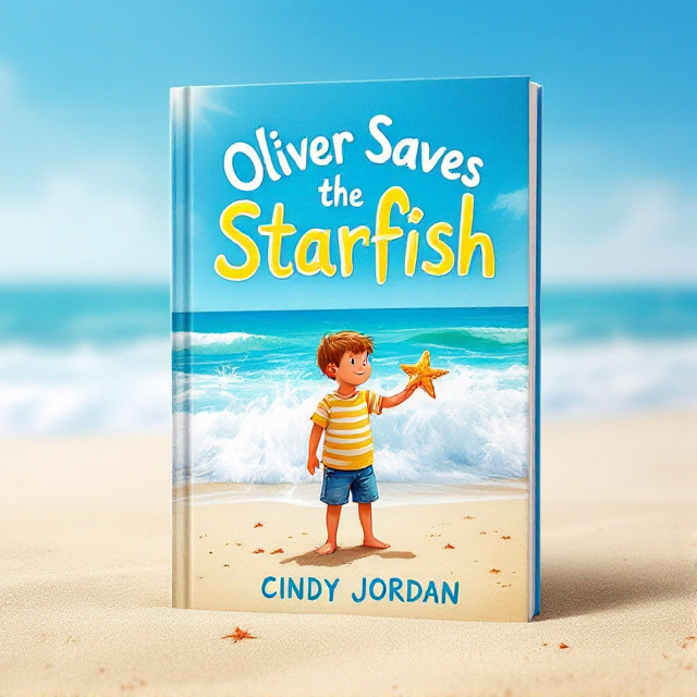 The cover features a little boy standing on a sandy beach, holding a starfish in his hand. The background is a bright and sunny day, with blue sky and ocean waves in the distance.