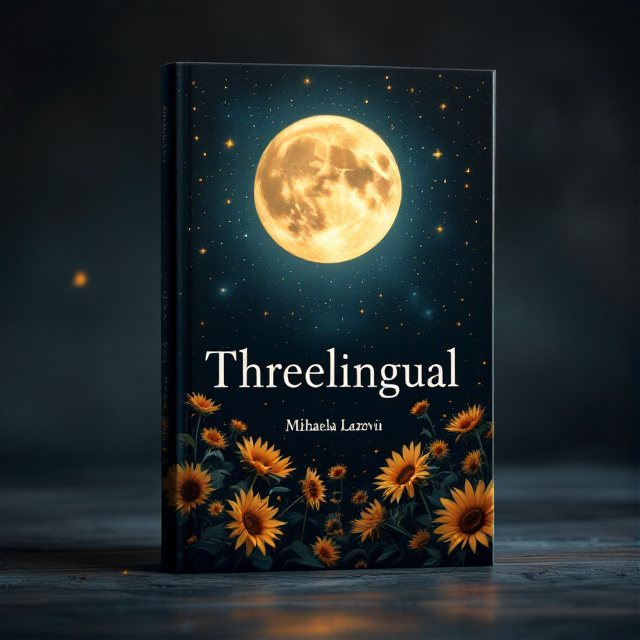 The cover features a dark, mysterious background with a full moon shining brightly in the center. Surrounding the moon are clusters of sunflowers and stars, creating a dreamy and enchanting atmosphere.