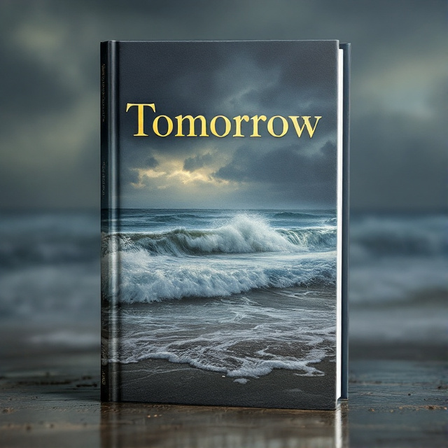 The cover features a stunning beach scene with crashing waves and a cloudy sky, creating a sense of mystery and intrigue. The title "Tomorrow" is written in bold, elegant typography, standing out against the backdrop. The overall visual style is atmospheric and evocative, capturing the essence of historical fiction.