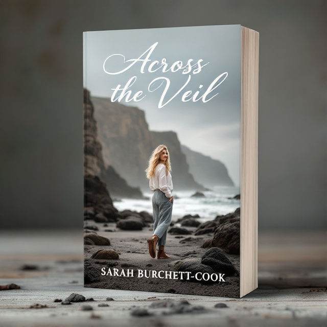 The cover features a stunning photograph of a blonde woman standing on a rocky beach, with cliffs in the background. The woman is wearing simple modern clothes, representing the contemporary setting of the book. The colors are slightly muted, giving a dreamy and mysterious feel to the cover.