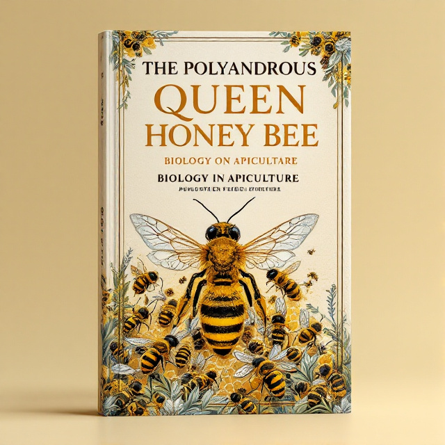 The cover features an intricate illustration of a queen honey bee surrounded by a swarm of worker bees. The bees are depicted with vibrant colors and detailed anatomy, showcasing the beauty and intricacy of these insects. The background is a soft, honeycomb pattern that adds texture and depth to the design.