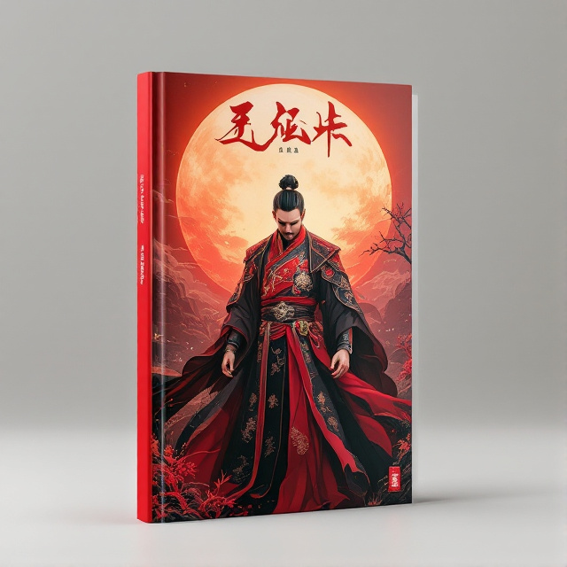 The cover features a dynamic scene of a martial arts character dressed in elaborate traditional attire. The character stands confidently with his head slightly bowed, suggesting contemplation or preparation for a challenge. Behind him, a massive sun emits a radiant glow, symbolizing power and hope. The contrasting colors of red and black dominate the character's clothing, adorned with intricate decorations and delicate embroidery.