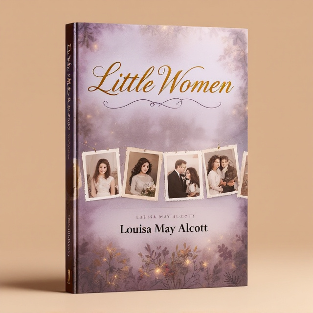 The cover features a timeline-style scene with four snapshots of the four sisters at different stages of their lives, showcasing their growth and changes. Each snapshot is framed in a soft purple border and is accompanied by a key event in the background, such as a Christmas celebration or a wedding. The background is a subtle blend of soft purples and golds, creating a warm and inviting atmosphere.