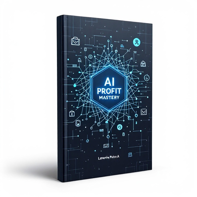 The cover features a dark blue background with a subtle digital grid pattern. In the center, there is a stylized neural network made up of interconnected lines, symbolizing the AI technology. Surrounding the network, there are business-related icons such as briefcases, financial graphs, and charts, that are subtly enhanced with digital grid lines to represent the fusion of business and AI.