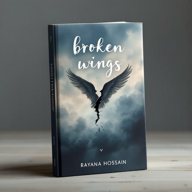 The cover features a close-up of a broken bird wing against a backdrop of stormy clouds. The wing is positioned diagonally across the cover, symbolizing the brokenness and emotional turmoil in the story. The colors used are muted and dark, reflecting the sad and dramatic elements of the book.