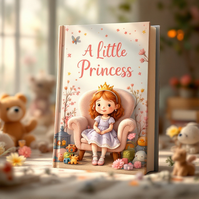 The cover features Sara sitting in a cozy chair, surrounded by her toys and flowers. Soft light illuminates the scene, creating a warm and dreamy atmosphere.