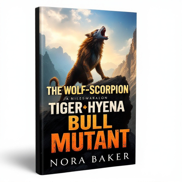 The cover features a majestic Wolf-Scorpion-Tiger-Hyena-Bull mutant standing on a cliff, with its head raised high and roaring towards the sky. The creature is portrayed with a combination of elements from each animal, creating a mythical and powerful presence. The background showcases a rocky landscape, emphasizing the ruggedness and wild nature of the story.
