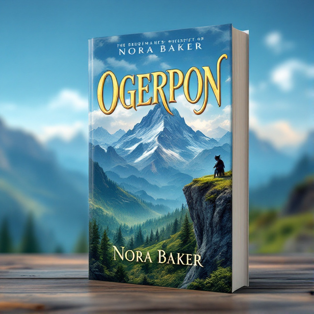The cover features a majestic mountain range in the background, with a vast blue sky overhead. In the foreground, an Ogerpon creature is perched on a cliff, overlooking a lush green forest below. The Ogerpon is portrayed as powerful and mysterious, capturing the essence of the fantasy genre.