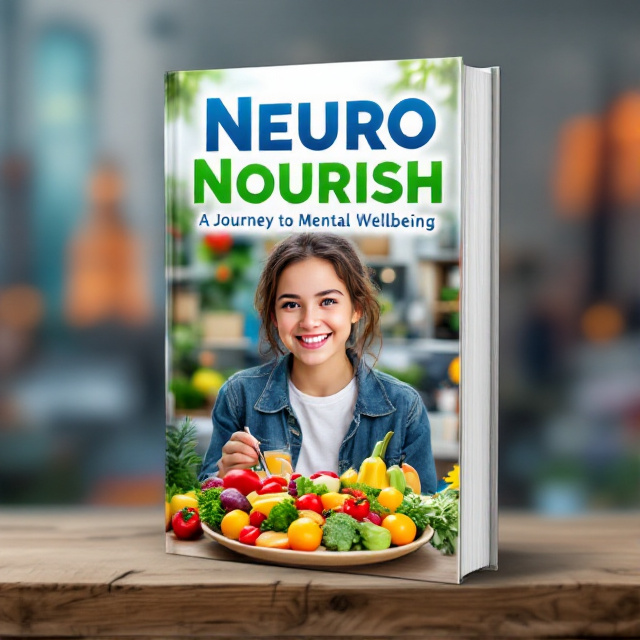 The cover features a healthy food plate in the foreground, showcasing a variety of colorful fruits and vegetables. Behind the plate, there is a close-up of a teenager, smiling and looking vibrant. The background is a blurred image of a bustling city skyline, representing the action and adventure genre.