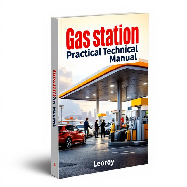 A busy petrol station scene with cars refueling and a petrol pump attendant in action. The image captures the energy and enthusiasm of a bustling gas station.