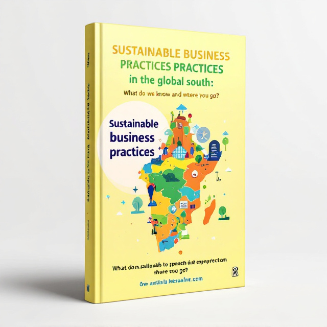 The cover features a vibrant and colorful map of the global south, with various countries highlighted. Overlaid on the map is an illustration of a sustainable business concept, such as a green energy symbol or an eco-friendly product. The overall visual style is modern and dynamic.