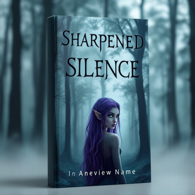 The cover features a mysterious foggy forest with tall trees in the background. In the foreground, a beautiful purple-haired princess elf with light green eyes is standing, looking over her shoulder with a sense of anxiety. The fog creates a sense of danger and suspense.