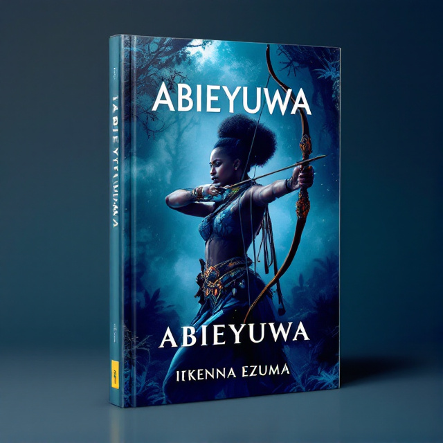 The cover features a breathtaking scene of an African Amazon warrior, adorned in traditional attire, with a low afro and pursed lips. She is depicted pulling back an arrow on a bow, showcasing her skill and determination. The background consists of a cool color profile, with shades of blues and purples, creating a sense of mystery and adventure.