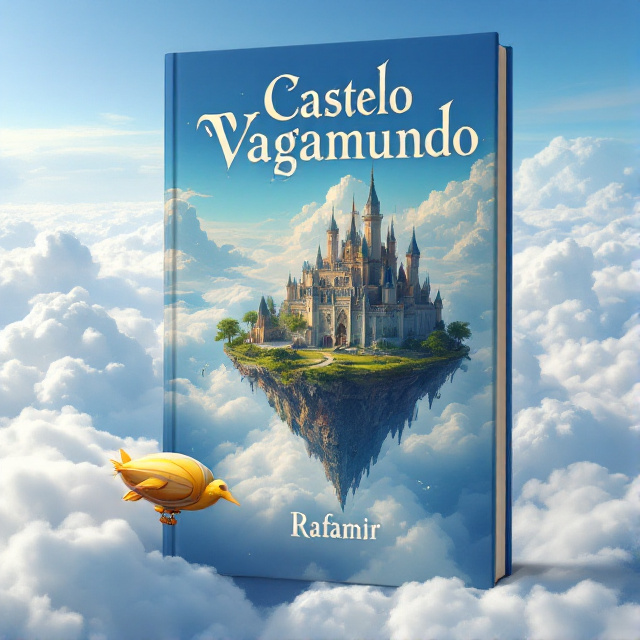 The cover features a breathtaking view of a floating island in the sky, surrounded by fluffy white clouds. On top of the island stands a grand palace with towers and spires. In the foreground, a bird-shaped zeppelin is seen approaching the island, adding an element of mystery and adventure.