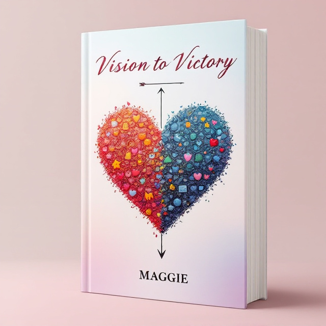 The cover features a heart-shaped mirror image, with one side filled with vibrant, colorful elements representing highs and joys, and the other side filled with darker, more subdued elements representing lows and struggles. An arrow connects the two halves, symbolizing progress and growth. The background is a soft, pastel color palette, adding a sense of tranquility and hope.