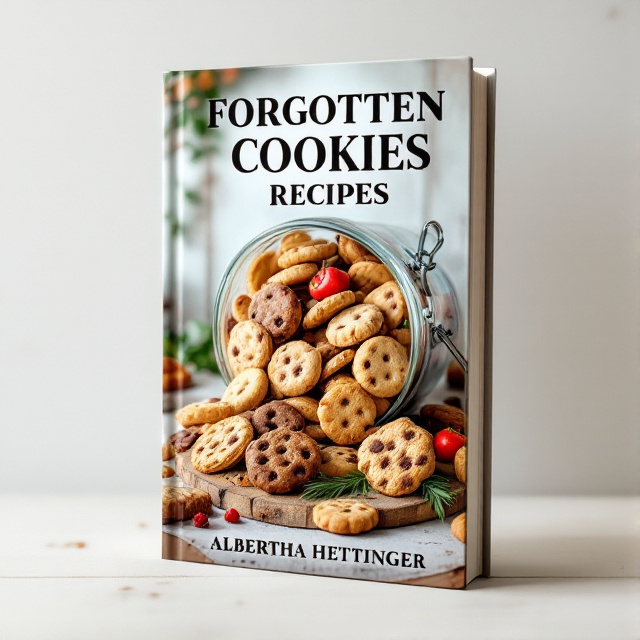 The cover features a vintage cookie jar filled with an assortment of delicious homemade cookies. The cookies are arranged in a visually appealing pattern, showcasing their variety and enticing the reader to explore the book's content.