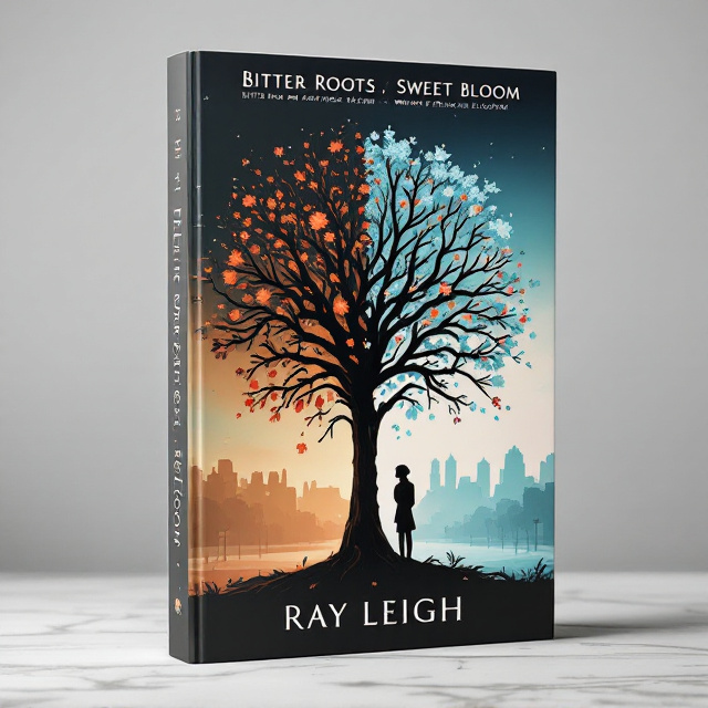 The cover features two interconnected trees, one gnarled and one in full bloom, rooted together. Flowers emerge at the base of the trees, symbolizing growth and transformation. Two character silhouettes stand apart but face each other in a college campus setting, representing the learning environment. The sky transitions from dark to light, reflecting the shift from past pain to future hope.