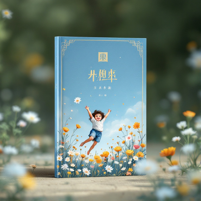 The cover features a beautiful, elegant illustration of a child playing freely in a field of flowers. The child is depicted in a joyful and carefree manner, capturing the essence of childhood liberation. The blue color scheme enhances the feeling of freedom and tranquility.