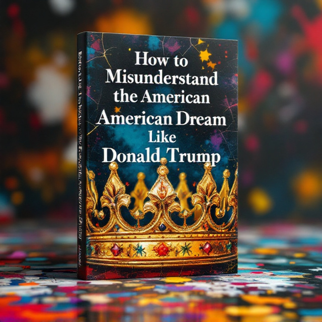 The cover features a close-up image of a golden crown with cracks and imperfections, symbolizing the flawed perception of the American Dream. The crown is positioned diagonally across the cover, with the cracks emphasized to create visual interest. The background is a vibrant and chaotic mix of colors, representing the tumultuous nature of misunderstanding the American Dream.