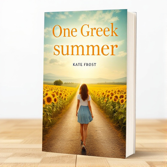 The cover features a young woman walking through a field of vibrant sunflowers, with an open road stretching out ahead of her. The sunlight casts a warm golden glow over the scene, creating a nostalgic and hopeful atmosphere.