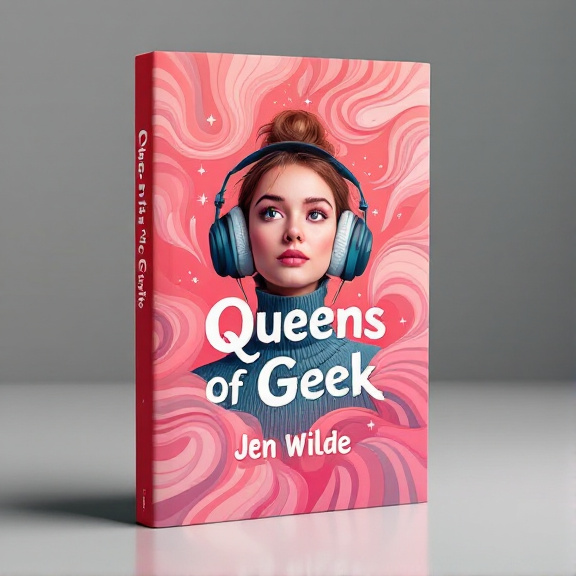 The cover features a person wearing headphones, with their head slightly tilted in a curious and adventurous expression. They are surrounded by swirling abstract patterns in coral pink, with scattered stars adding an element of discovery. The person is positioned slightly off-center, creating a sense of movement and intrigue.