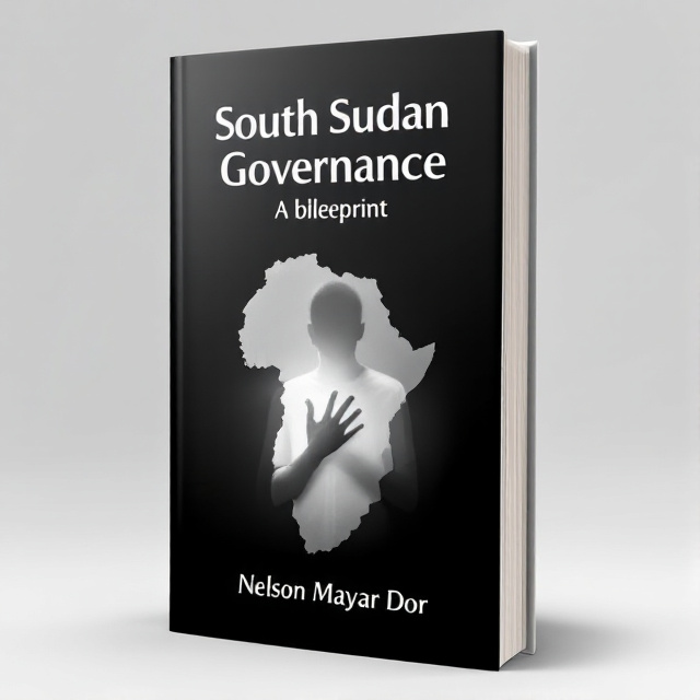 The cover features a bold, black background with a central image of a map of South Sudan in white. Overlaid on the map is a translucent image of a person with their hand over their heart, representing the concept of conscience.