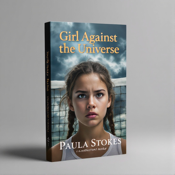 The cover features a close-up of a determined girl facing a tennis net. The background is a stormy sky, symbolizing the challenges she faces. The girl's expression shows both struggle and determination.